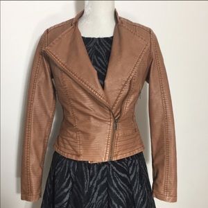 Tan leather jacket size XXS